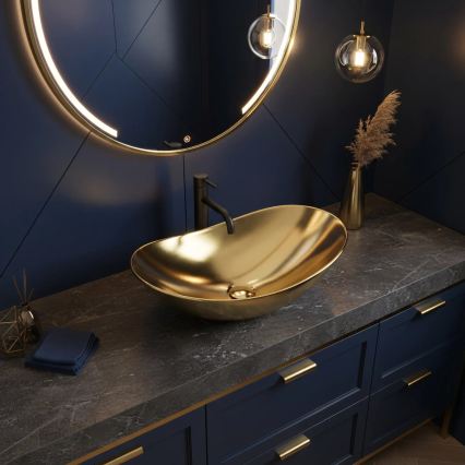 REA-U4545 - Lavabo sobre encimera ROYAL 36x60,5 cm cerámica/dorado