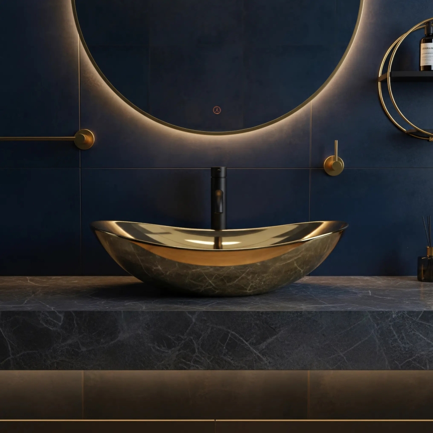 REA-U4545 - Lavabo sobre encimera ROYAL 36x60,5 cm cerámica/dorado