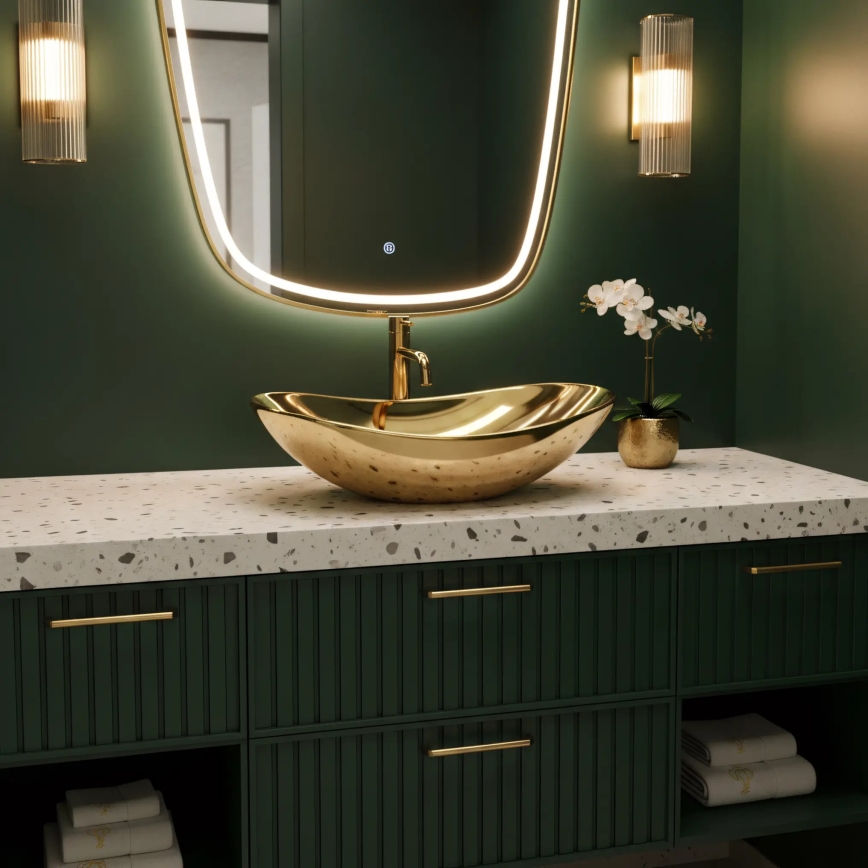 REA-U4545 - Lavabo sobre encimera ROYAL 36x60,5 cm cerámica/dorado