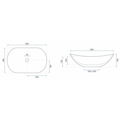 REA-U4545 - Lavabo sobre encimera ROYAL 36x60,5 cm cerámica/dorado