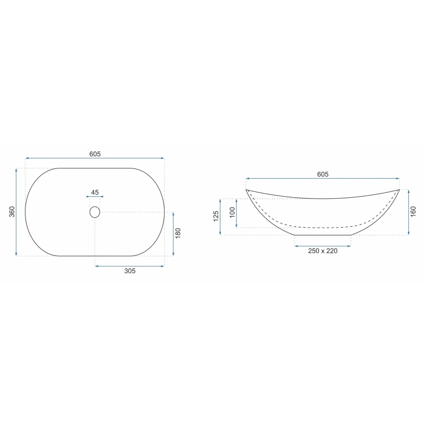 REA-U4545 - Lavabo sobre encimera ROYAL 36x60,5 cm cerámica/dorado