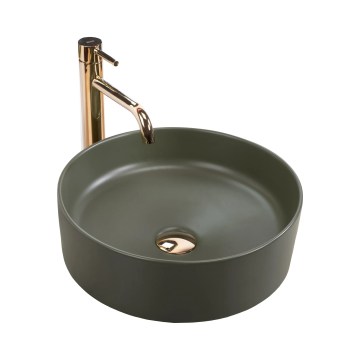 REA-U4567 - Lavabo sobre encimera SAMI Ø 37 cm cerámica/verde mate