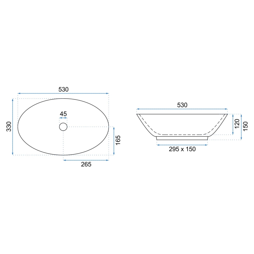 REA-U4603 - Lavabo de encimera PAMELA 33x53 cm cerámica/blanco brillante