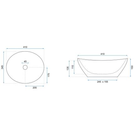 REA-U5611 - Lavabo sobre encimera SOFIA 34,5x41 cm cerámica/negro/efecto mármol