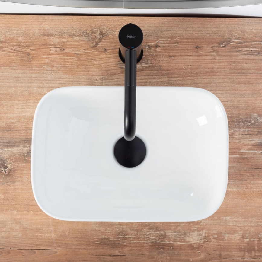 REA-U5667 - Lavabo sobre encimera BELINDA MINI 25 x 36 cm, cerámica, acabado blanco brillante