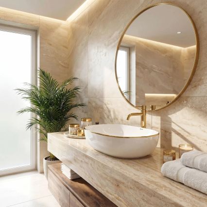 REA-U6211 - Lavabo sobre encimera CLEO 41x60,5 cm cerámica/blanco/dorado
