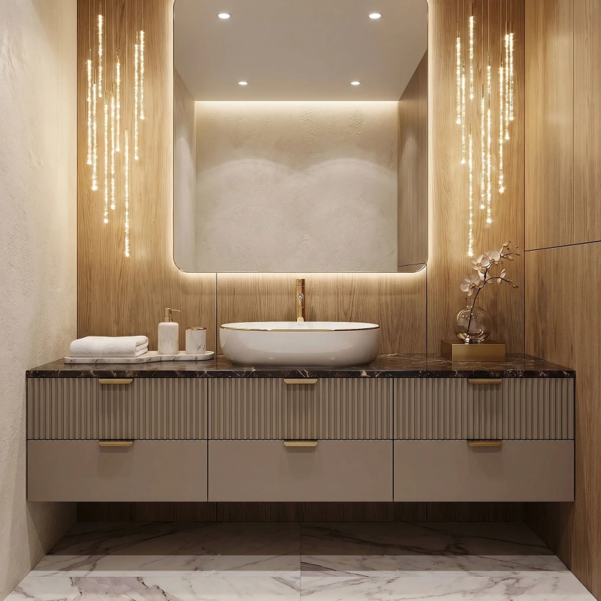 REA-U6211 - Lavabo sobre encimera CLEO 41x60,5 cm cerámica/blanco/dorado