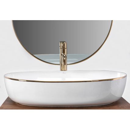 REA-U6211 - Lavabo sobre encimera CLEO 41x60,5 cm cerámica/blanco/dorado