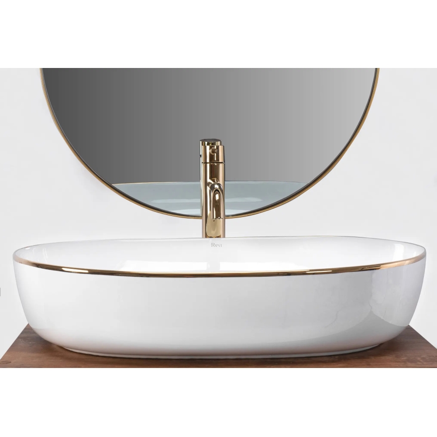 REA-U6211 - Lavabo sobre encimera CLEO 41x60,5 cm cerámica/blanco/dorado