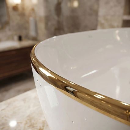 REA-U6211 - Lavabo sobre encimera CLEO 41x60,5 cm cerámica/blanco/dorado