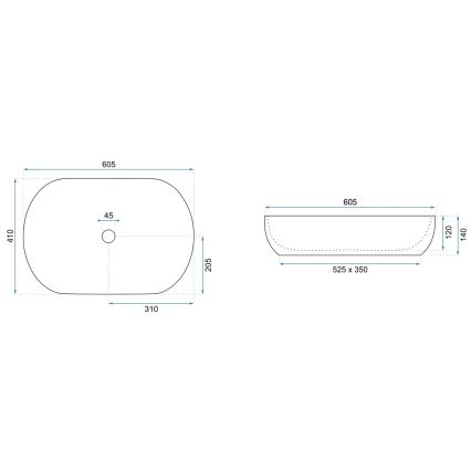REA-U6211 - Lavabo sobre encimera CLEO 41x60,5 cm cerámica/blanco/dorado