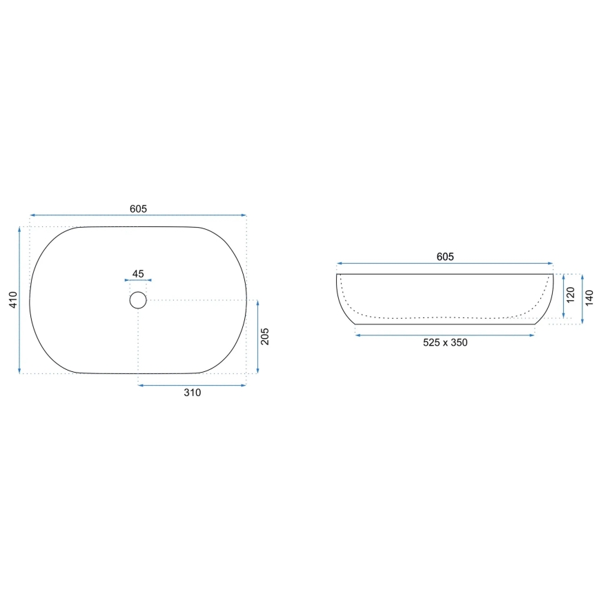 REA-U6211 - Lavabo sobre encimera CLEO 41x60,5 cm cerámica/blanco/dorado