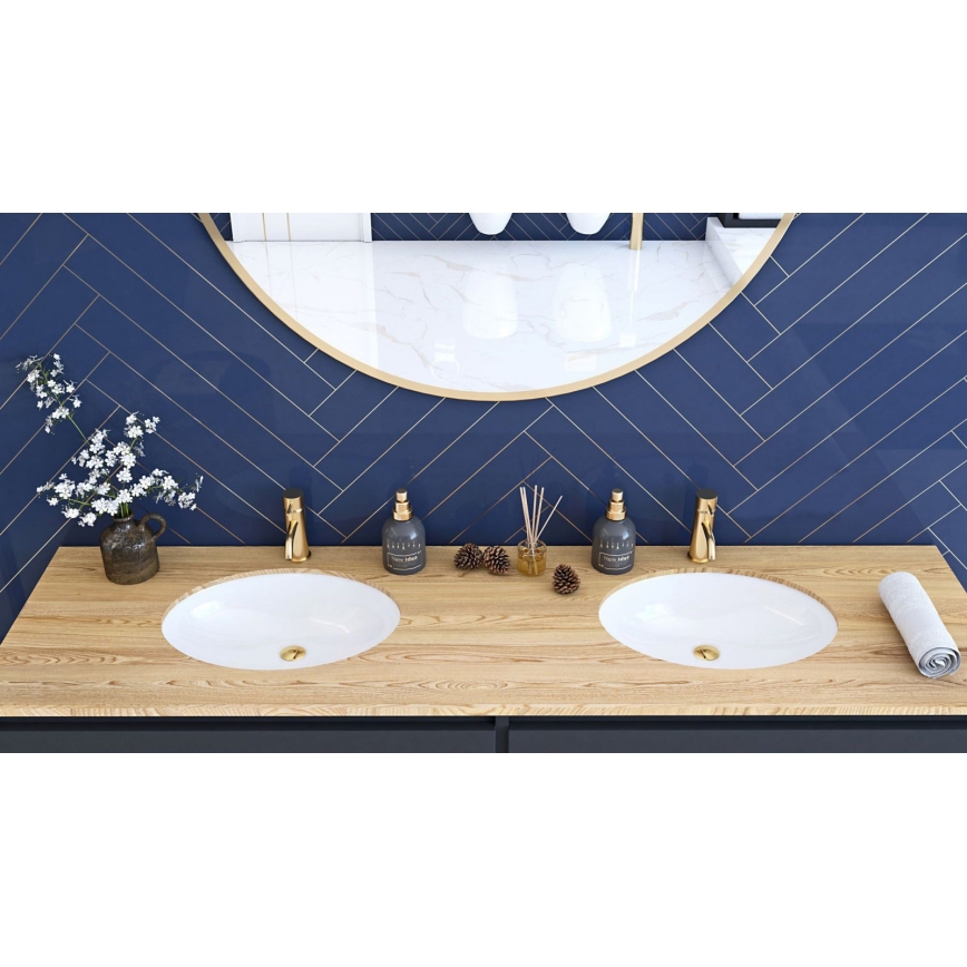 REA-U6330 - Lavabo encastrado NEL 39 x 47,5 cm, cerámica/blanco brillante