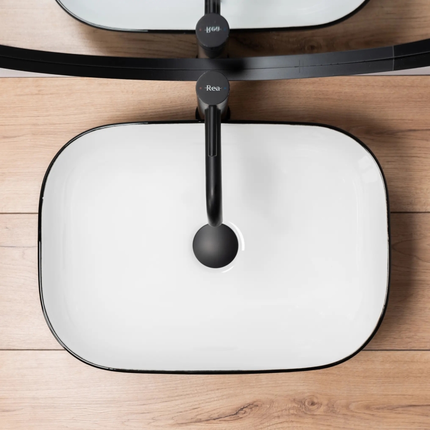 REA-U6332 - Lavabo sobre encimera BELINDA 33x46,5 cm cerámica/negro/blanco