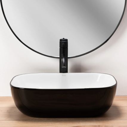 REA-U6332 - Lavabo sobre encimera BELINDA 33x46,5 cm cerámica/negro/blanco