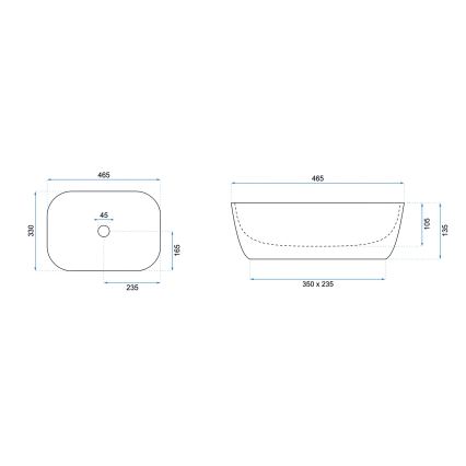 REA-U6332 - Lavabo sobre encimera BELINDA 33x46,5 cm cerámica/negro/blanco