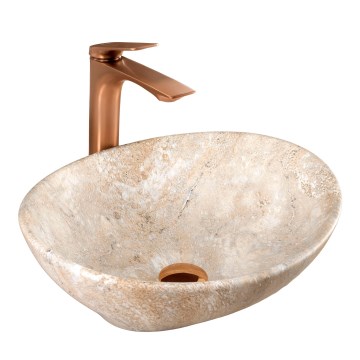 REA-U6361 - Lavabo para encimera SOFIA 34,5x41 cm cerámica/beige/imitación de piedra