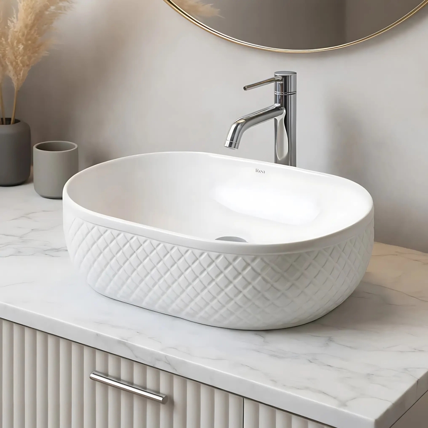 REA-U6366 - Lavabo sobre encimera OKTAWIA 35,5x50 cm cerámica/blanco