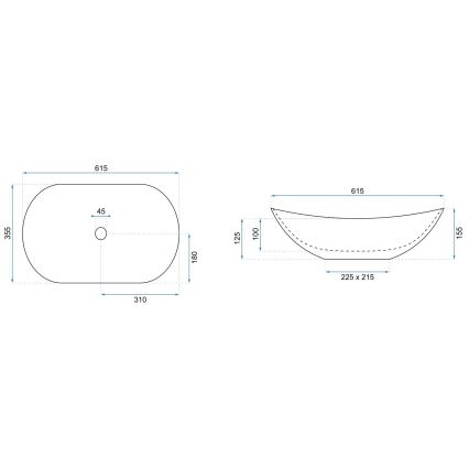 REA-U6373 - Lavabo sobre encimera ROYAL 35,5x61,5 cm cerámica/azul