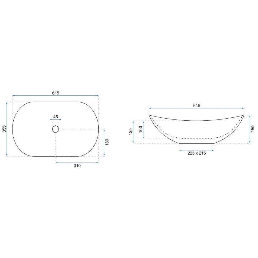 REA-U6373 - Lavabo sobre encimera ROYAL 35,5x61,5 cm cerámica/azul