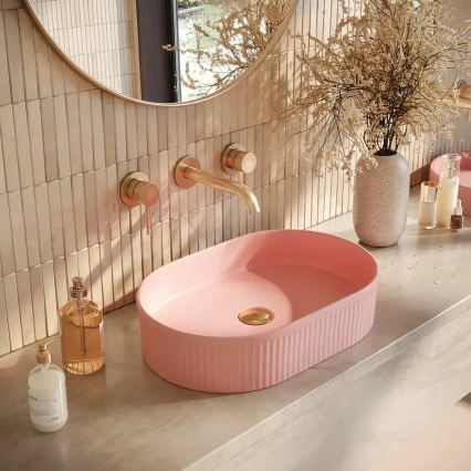 REA-U6376 - Lavabo sobre encimera VANDA 31x49 cm, cerámica/rosa mate