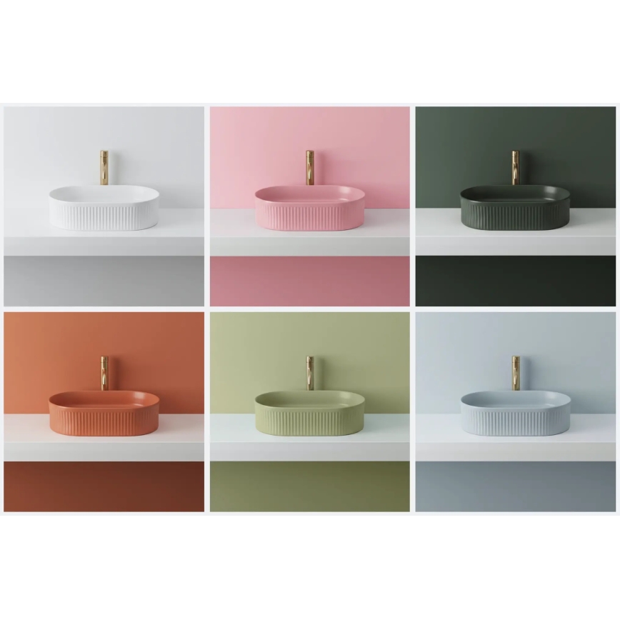 REA-U6376 - Lavabo sobre encimera VANDA 31x49 cm, cerámica/rosa mate