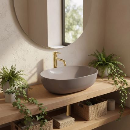 REA-U6380 - Lavabo para encimera LISA 35x49 cm cerámica/marrón brillante