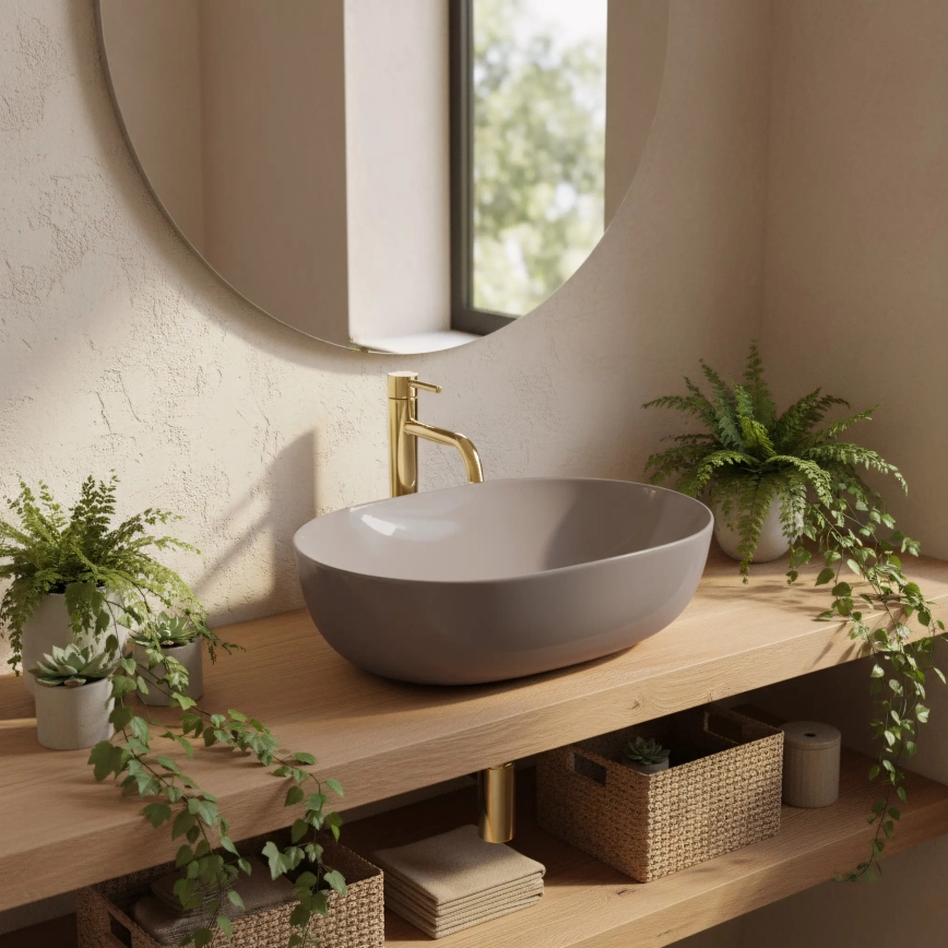 REA-U6380 - Lavabo para encimera LISA 35x49 cm cerámica/marrón brillante