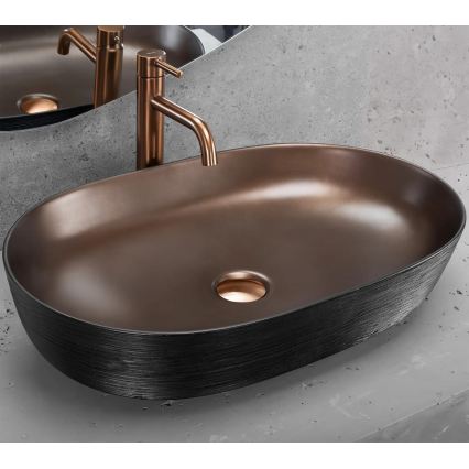 REA-U6383 - Lavabo sobre encimera CLEO 41x60,5 cm cerámica/negro/cobre cepillado