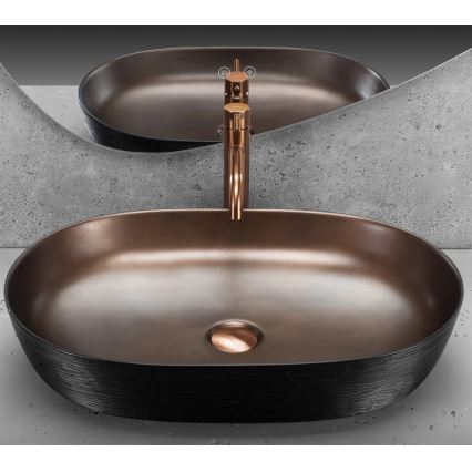 REA-U6383 - Lavabo sobre encimera CLEO 41x60,5 cm cerámica/negro/cobre cepillado