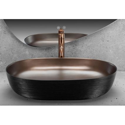 REA-U6383 - Lavabo sobre encimera CLEO 41x60,5 cm cerámica/negro/cobre cepillado