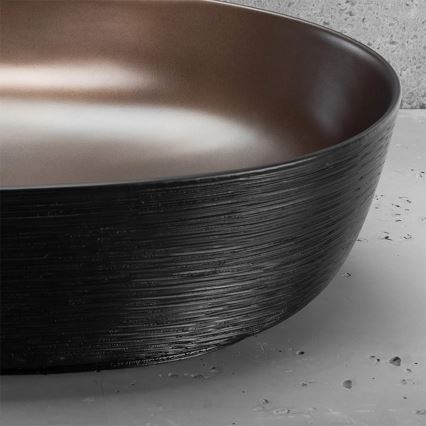 REA-U6383 - Lavabo sobre encimera CLEO 41x60,5 cm cerámica/negro/cobre cepillado