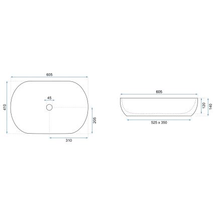 REA-U6383 - Lavabo sobre encimera CLEO 41x60,5 cm cerámica/negro/cobre cepillado