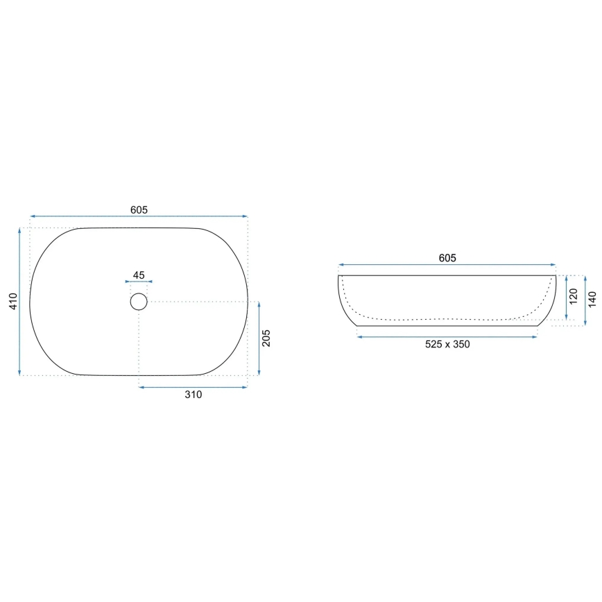REA-U6383 - Lavabo sobre encimera CLEO 41x60,5 cm cerámica/negro/cobre cepillado