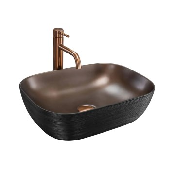 REA-U6384 - Lavabo de encimera BELINDA 33x46,5 cm cerámica/negro/marrón
