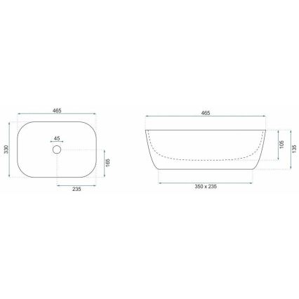 REA-U6384 - Lavabo de encimera BELINDA 33x46,5 cm cerámica/negro/marrón