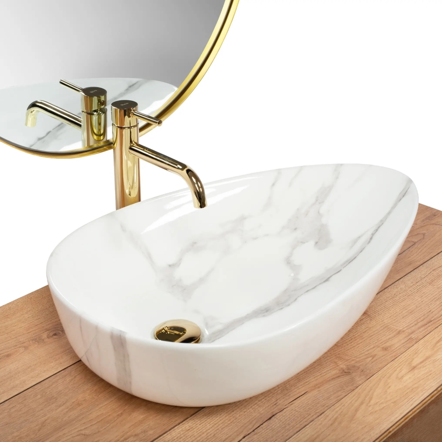 REA-U6501 - Lavabo sobre encimera GRETA 40x65,5 cm cerámica/efecto piedra