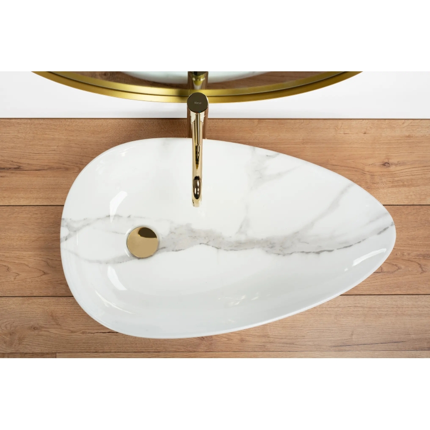 REA-U6501 - Lavabo sobre encimera GRETA 40x65,5 cm cerámica/efecto piedra