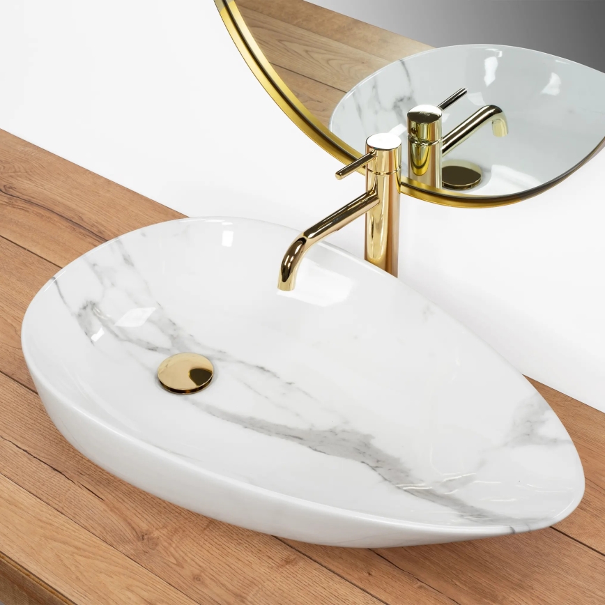 REA-U6501 - Lavabo sobre encimera GRETA 40x65,5 cm cerámica/efecto piedra