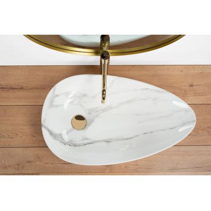 REA-U6501 - Lavabo sobre encimera GRETA 40x65,5 cm cerámica/efecto piedra