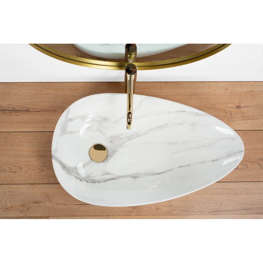 REA-U6501 - Lavabo sobre encimera GRETA 40x65,5 cm cerámica/efecto piedra