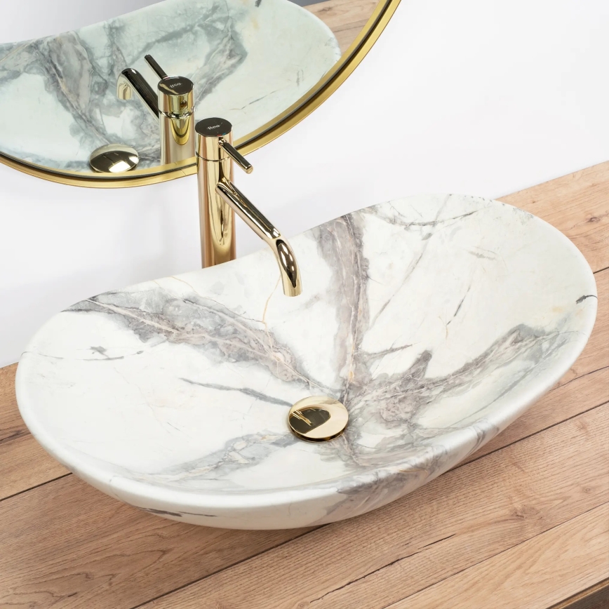 REA-U6502 - Lavabo para encimera ROYAL 36x60,5 cm cerámica/efecto mármol