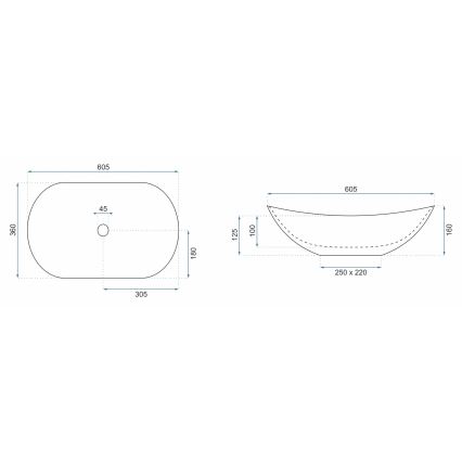 REA-U6502 - Lavabo para encimera ROYAL 36x60,5 cm cerámica/efecto mármol