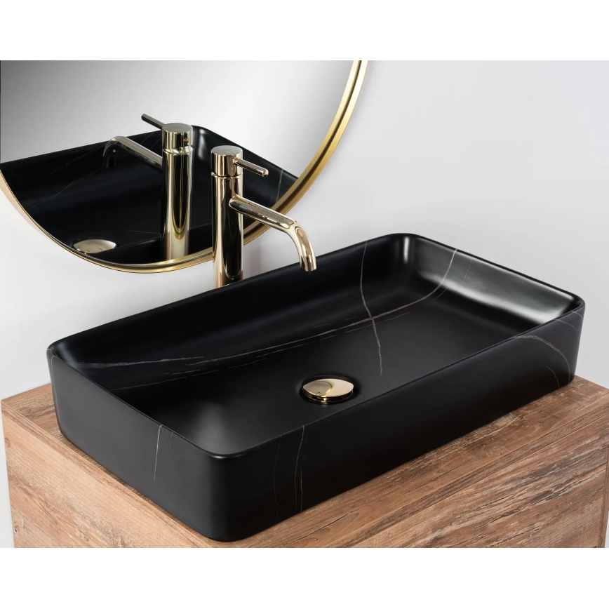 REA-U6510 - Lavabo para encimera DENIS 35x61,5 cm cerámica/negro mate