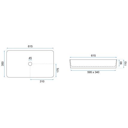 REA-U6510 - Lavabo para encimera DENIS 35x61,5 cm cerámica/negro mate