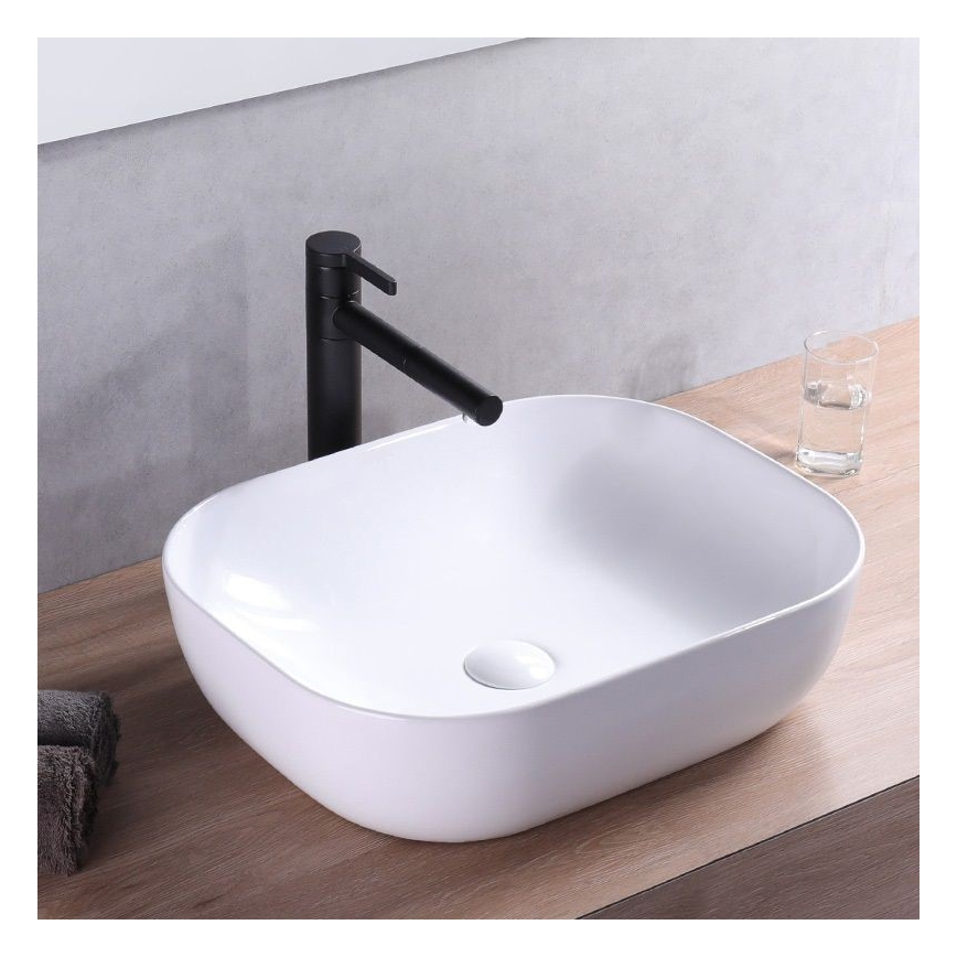 REA-U6521 - Lavabo de sobreencimera BELINDA 33,5x46,5 cm cerámica/blanco brillante