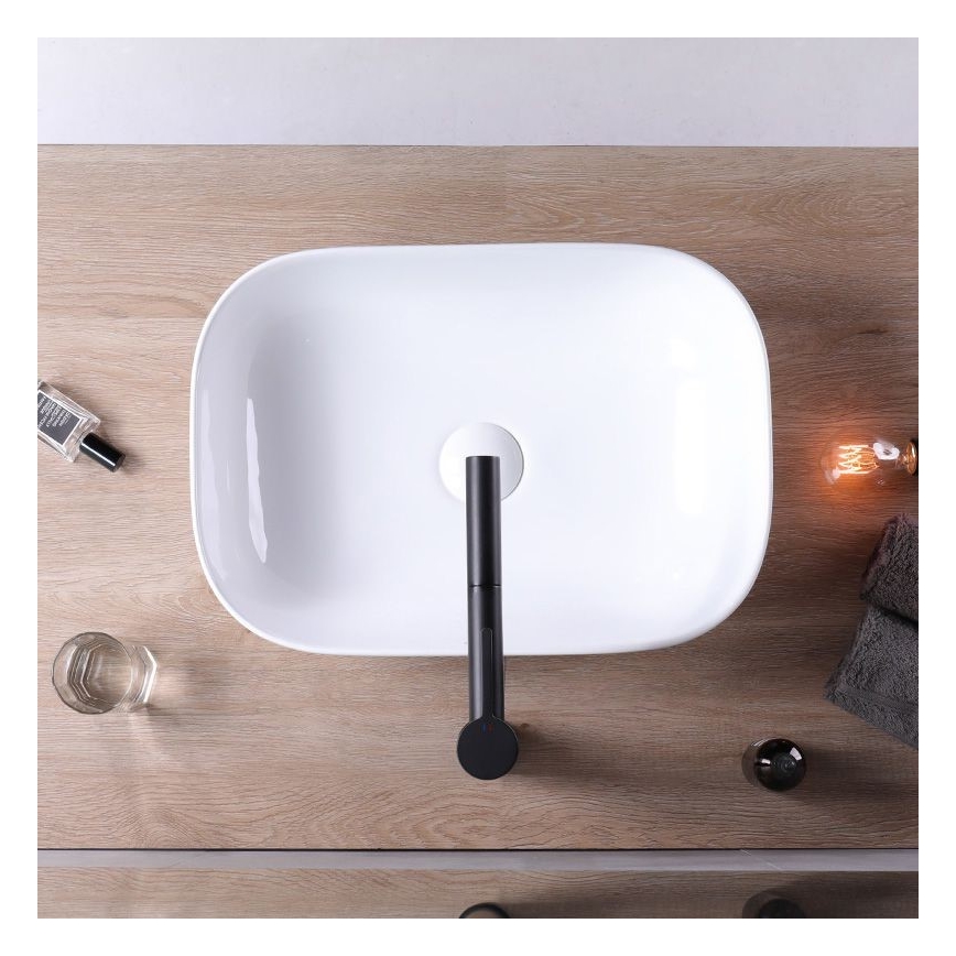 REA-U6521 - Lavabo de sobreencimera BELINDA 33,5x46,5 cm cerámica/blanco brillante