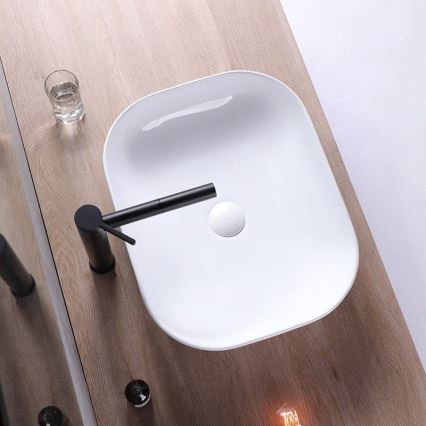 REA-U6521 - Lavabo de sobreencimera BELINDA 33,5x46,5 cm cerámica/blanco brillante