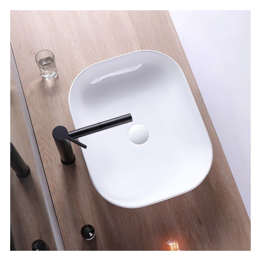 REA-U6521 - Lavabo de sobreencimera BELINDA 33,5x46,5 cm cerámica/blanco brillante