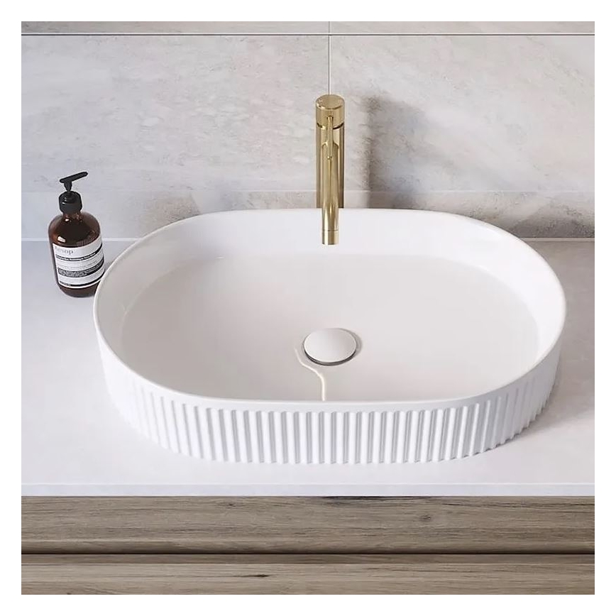 REA-U6526 - Lavabo sobre encimera VANDA 34x60 cm cerámica/blanco brillante